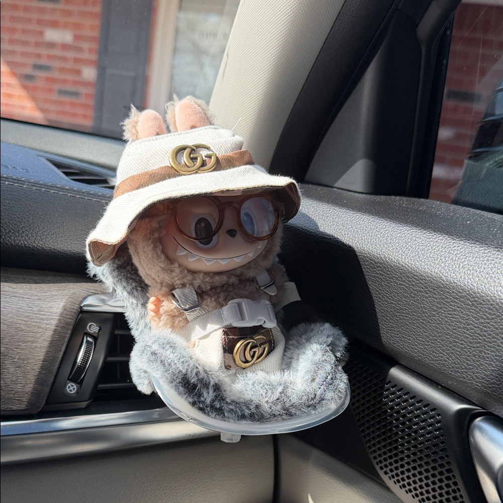 Luxury Beige and Brown Plush Charm with GG Hardware